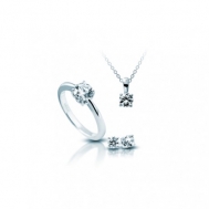 Juego Pendientes, Sortija y Cadena Con Colgante Plata y Circonitas Diamonfire 1312021903175