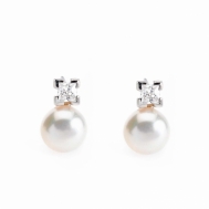 Pendientes Plata Rodiada Circonita Cuadrada y Perla Salvatore 144A0050