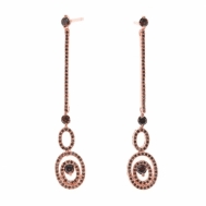 Pendientes Plata Chapada Cobriza Largos Circonitas Marrones Salvatore 161A0007