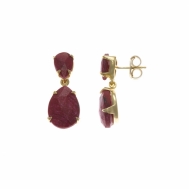 Pendientes Plata Chapada Dos Cuerpos de Lágrima Tono Rubí Salvatore 163A0295