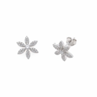 Pendientes Plata Rodio Flor de Circonitas Salvatore 192A0039