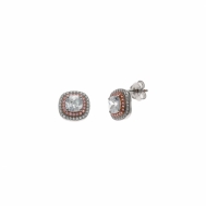 Pendientes Plata Rodiada Bicolor Cuadrado De Circonitas Salvatore 195A0072