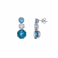 Pendientes Plata Rodio Circonitas Azul y Blanca Salvatore 225A0048