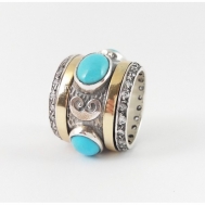 Sortija Plata y Oro Turquesa Gabriela Styliano 2287