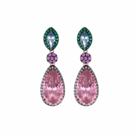 Pendientes Plata Chapada Cobriza Piedra Rosa y Verde Salvatore 234A0044