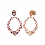 Pendientes Plata Chapada Cobriza Cristal Rosa y Circonitas Salvatore 252A0003