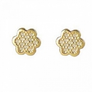 Pendientes Oro Niña Margarita Con Cuajo de Circonitas 41A 4173