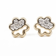 Pendientes Niña Oro Bicolor y Circonitas 41C 4371