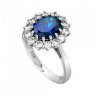 Sortija Plata Cuajo Circonitas Piedra Azul Diamonfire 6113361089