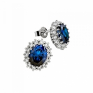 Pendientes Plata Circonitas Piedra Azul Diamonfire 6213681089