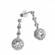 Pendientes Plata Rodiada Circonitas Largo Diamonfire 6214631082