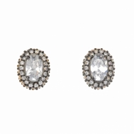 Pendientes Plata Chapada Cobriza Circonitas Blancas Sobre Rodio Negro Salvatore 68A0061