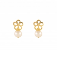 Pendientes Niña Oro Perla y Flor Calada 7A 7221/1P