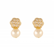 Pendientes Niña Oro Perla y Flor Circonitas 7A 7551/1Y