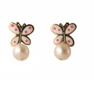 Pendientes Niña Oro Esmalte y Perla 9AP 702/B