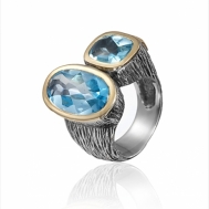 Sortija Plata Oro y Topacio Azul Gabriela Styliano ASP1261