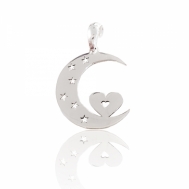 Colgante Silueta Media Luna y Corazón 