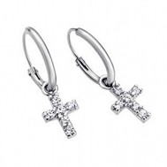 Pendientes Plata Lotus Aro y Cruz de Circonitas LP1243-4/1