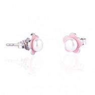 Pendientes Niña Plata Flor Con Perlas Princess Sweet  04A.PE1.FL