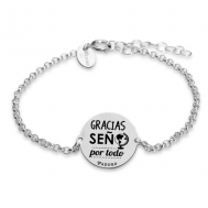 Pulsera Plata "Gracias Seño Por Todo" 14M. PU. S01