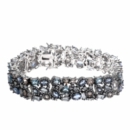 Pulsera Plata Rodio Cristales Azules, Verdes, Melocotón y Circonitas Blacas Bajo Chapado de Rutenio Salvatore 240P0009