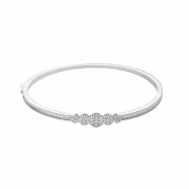 Pulsera Caña Plata Rodio Cinco Círculos Circonitas y Baguets Blancas Salvatore 253P0003