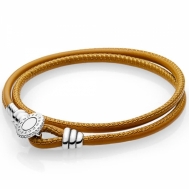 Pulsera Pandora Moments Cuero Doble Marrón 597194CGT