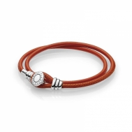 Pulsera Pandora Moments Cuero Doble Naranja  597194CSO