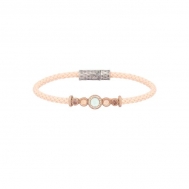Pulsera Plata Bicolor, Calcedonia, Cuarzo Rosa, Nailon y Circonitas Sunfield PU061402/2