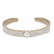 Pulsera Señora Plata, Bronce Blanco y Perla. Plata de Palo TBF13B2